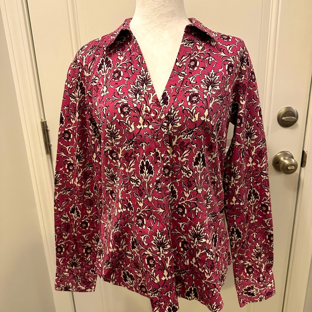 Talbots stretch cotton sateen shirt. Size 10. Long sleeve.